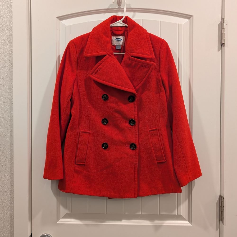 Women's Red Peacoat - Picture 1 of 4